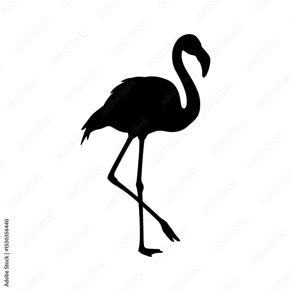 Fototapeta premium Greater flamingo silhouette vector flat illustration design.