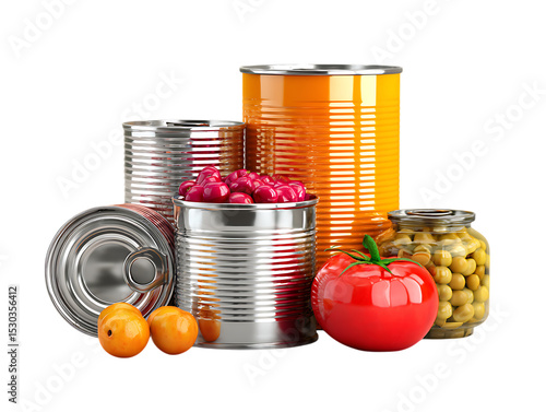 Tinned food with realistic packaging isolated cleanly