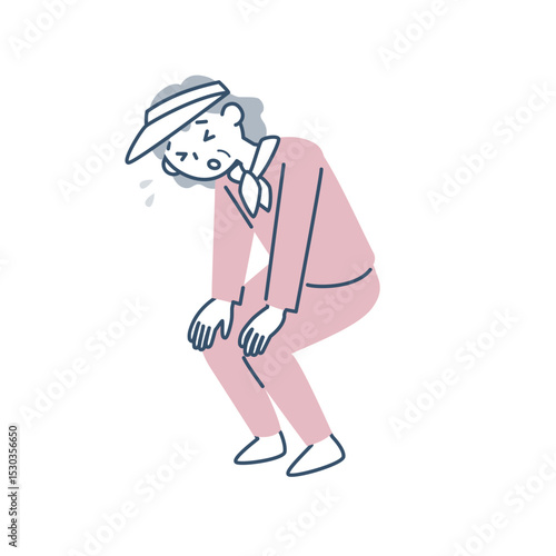 運動して疲れたシニア女性