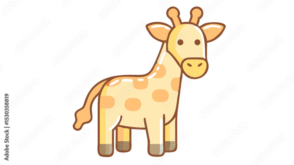 Fototapeta premium Charming and Minimalist Giraffe Logo Icon with Long Neck, Rounded Horns, and Gentle Eyes