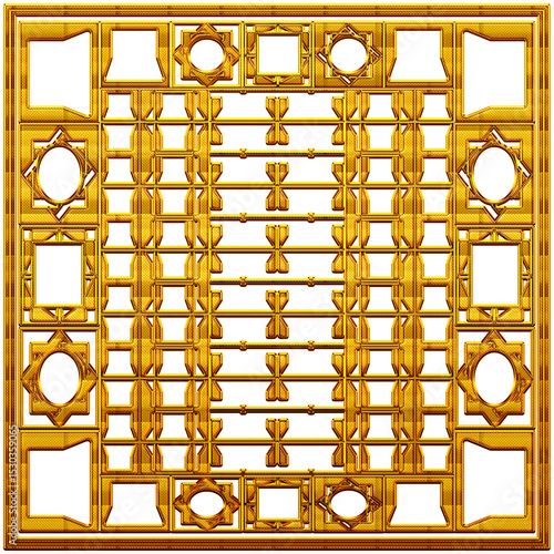 vector illustration of an abstract gold background with squares, stars, balls