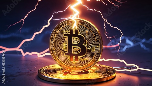 Bitcoin coin digital design illustrating blockchain decentralized ledger systems, cryptocurrency market growth, and financial wealth investment opportunities