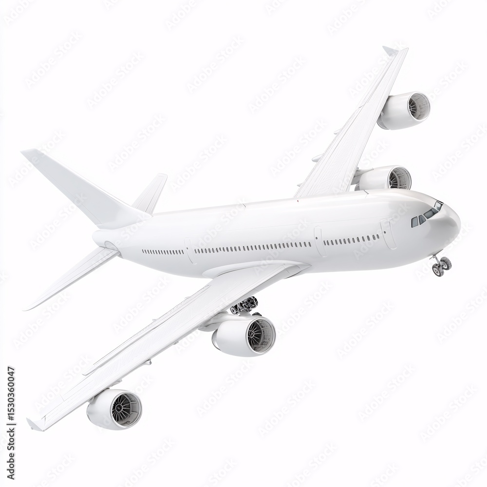 White airplane icon in 3D, flying high, isolated on a white background. White airplane icon in 3D, flying high, isolated on a white background.