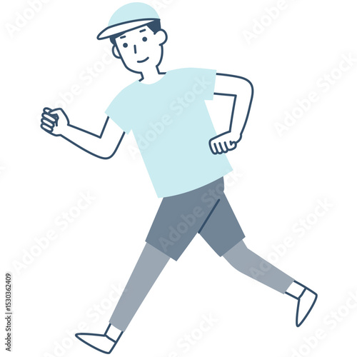 元気に運動する笑顔の男性