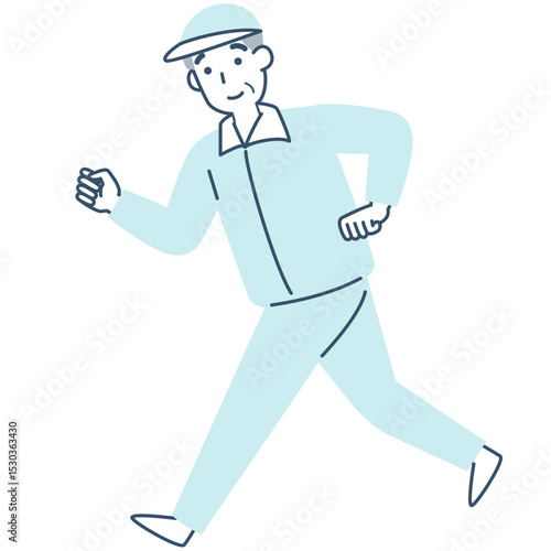 元気に運動する笑顔のシニア男性