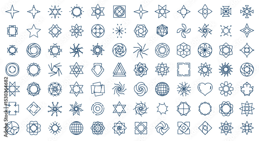 Fototapeta premium A Comprehensive Collection of Abstract Geometric Shapes and Patterns for Graphic Design