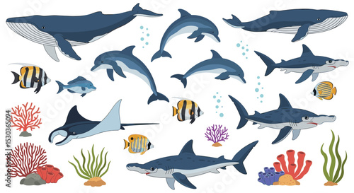 Diverse Marine Life A Bountiful Collection of Ocean Animals and Plant Life Wonders