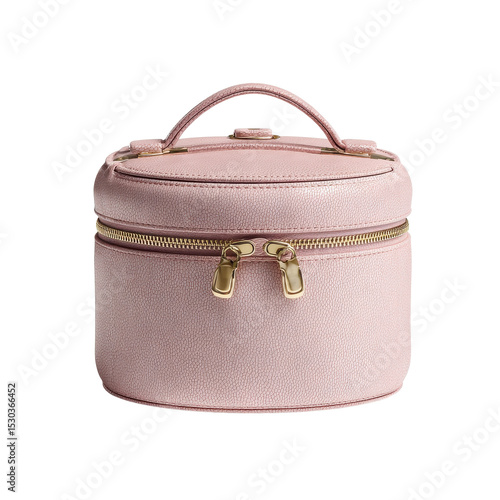 Elegant Pink Leather Travel Jewelry Case with Gold Zipper and Handle Perfect for organizing your precious accessories