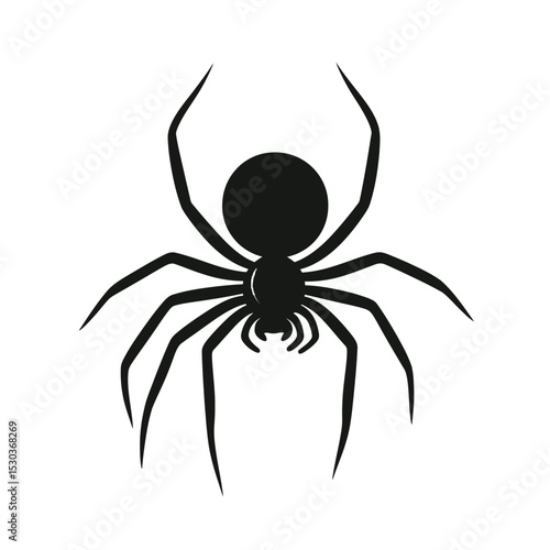 Black spider silhouette isolated on white background flat minimalist vector illustration eight legs arachnid insect design element