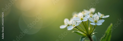 Fresh White Tropical Blossoms on Green Nature Background
