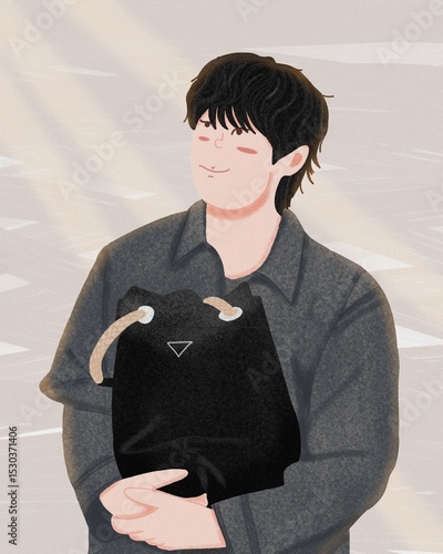 hand drawn portrait of a cute handsome young man