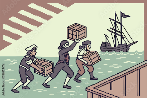Retro Revolution: Pixel Art Boston Tea Party