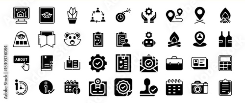 A diverse collection of 40 glyph icons representing various concepts and ideas.