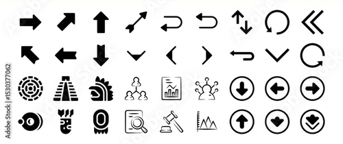 Collection of diverse arrow icons, including directional, cyclical, and other symbolic arrows.