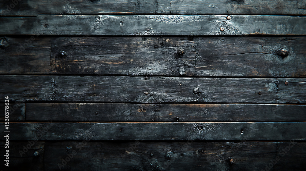 Fototapeta premium Weathered and dark wood planks texture suitable for grunge and rustic design elements