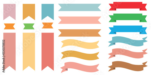 Colorful Flat Ribbon Banners Collection for Design and Decoration
