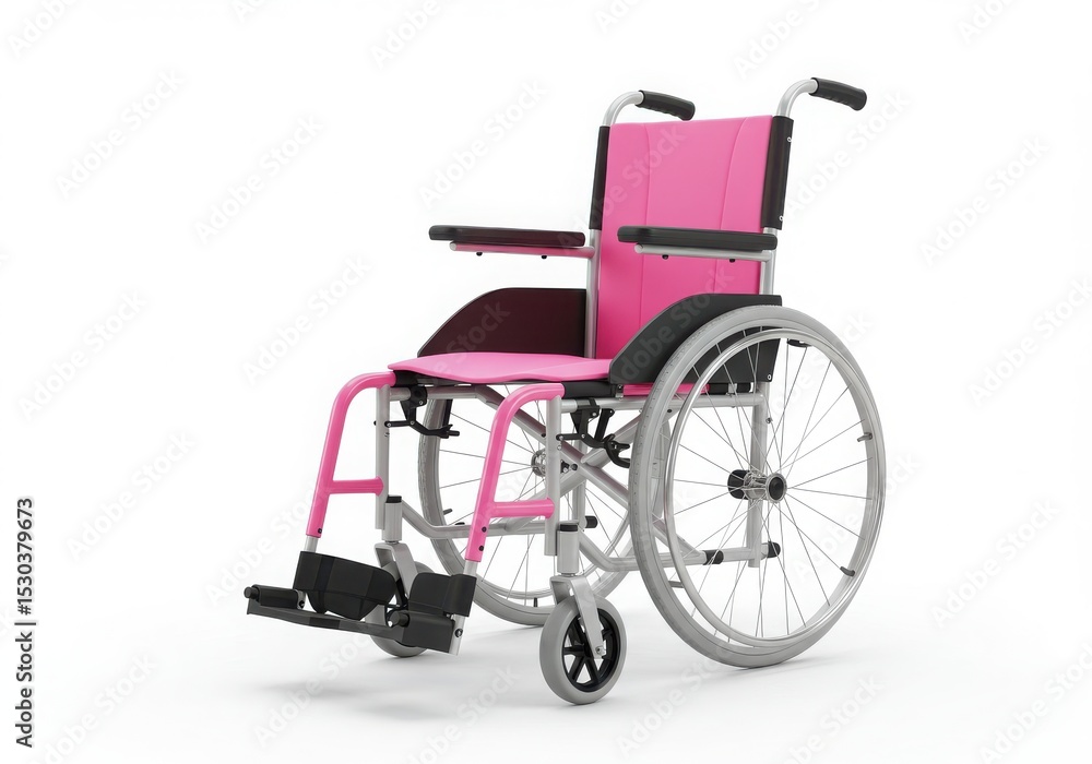 Fototapeta premium Pink and silver wheelchair on display