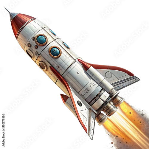 Rocket Taking Off Illustration