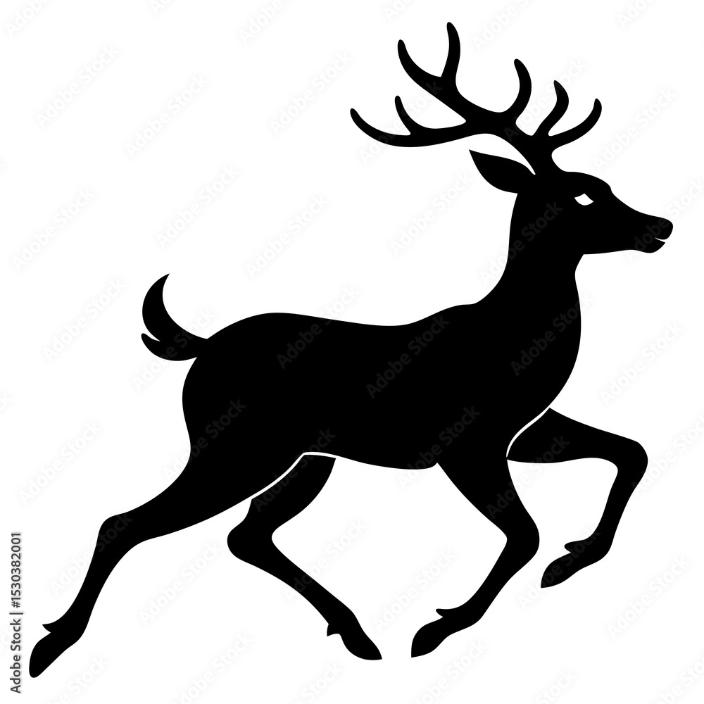 Fototapeta premium Black silhouette of a running stag