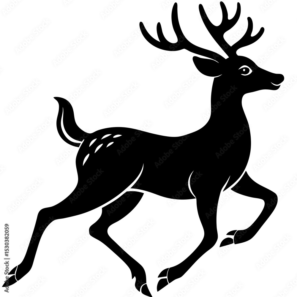 Fototapeta premium Black silhouette of a running buck deer