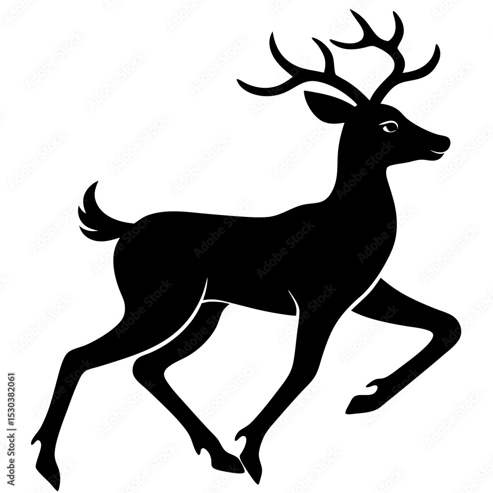 Fototapeta premium Black silhouette of a running stag