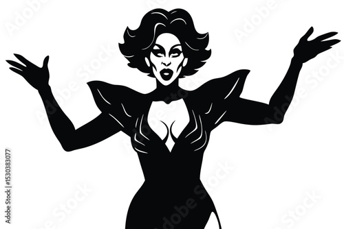 Drag queen performing with dynamic poses and gestures