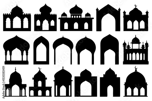 Islamic Architecture Silhouettes Mosque Domes, Arches, Gates
