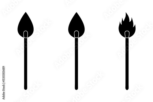 Three Stages of a Burning Matchstick Icon