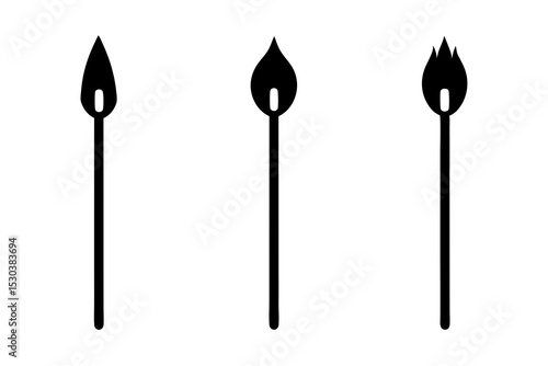 Three Stages of a Burning Matchstick Icon