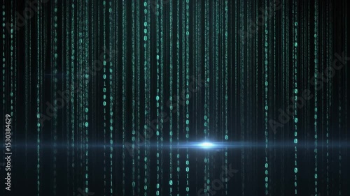 abstract animation of binary code cascading down like digital rain