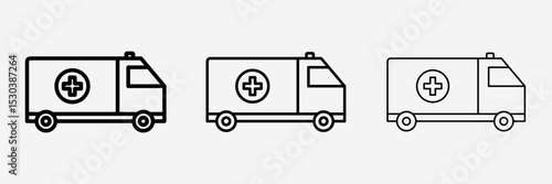 Ambulance icon  Ambulance Vehicle Icon Vector, Ambulance vehicle medical evacuation, Vector illustration on white background.