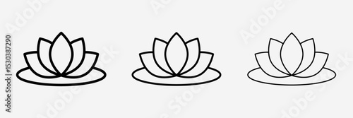 Water lily icon, Lotus flower floating in the water simple vector line icon isolated on white background.