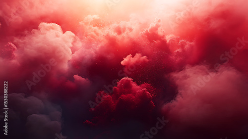 Abstract red clouds formation with a dramatic atmospheric rendering and bright light effects