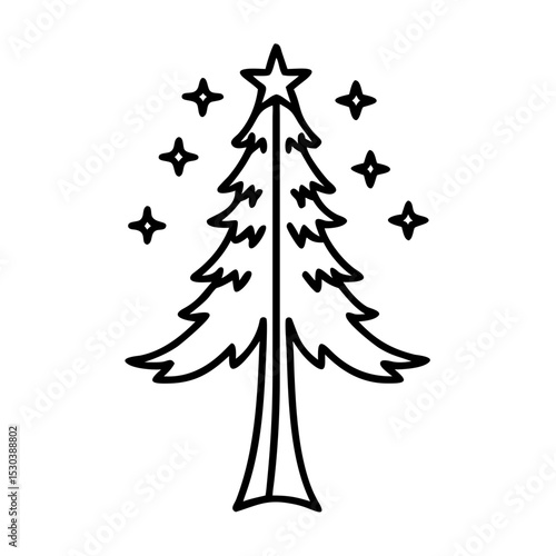 A mighty redwood tree, so tall that its upper branches are scraping stars from the night sky.