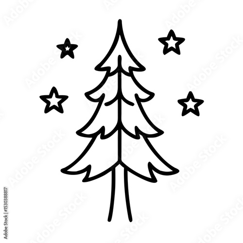 A mighty redwood tree, so tall that its upper branches are scraping stars from the night sky.