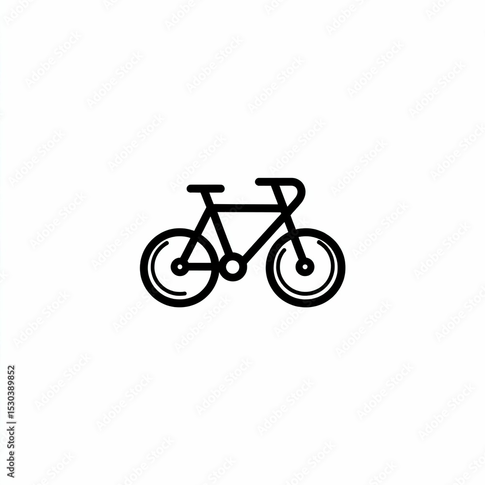 Fototapeta premium Minimalist bicycle icon with thin black lines against a white background
