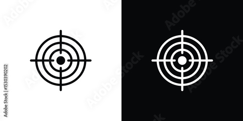 Black and White Target Icon Illustration with Crosshair Design Element