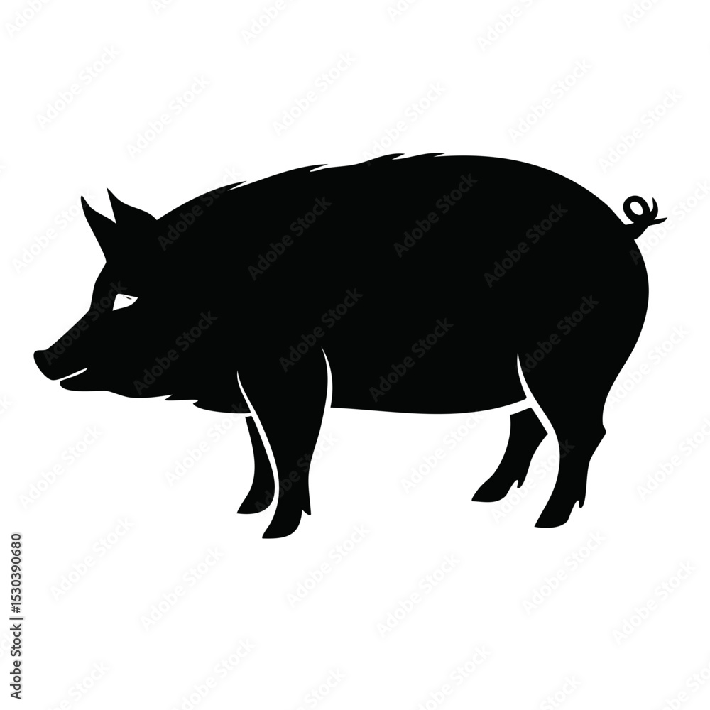 Fototapeta premium Black Silhouette Of Pig Standing