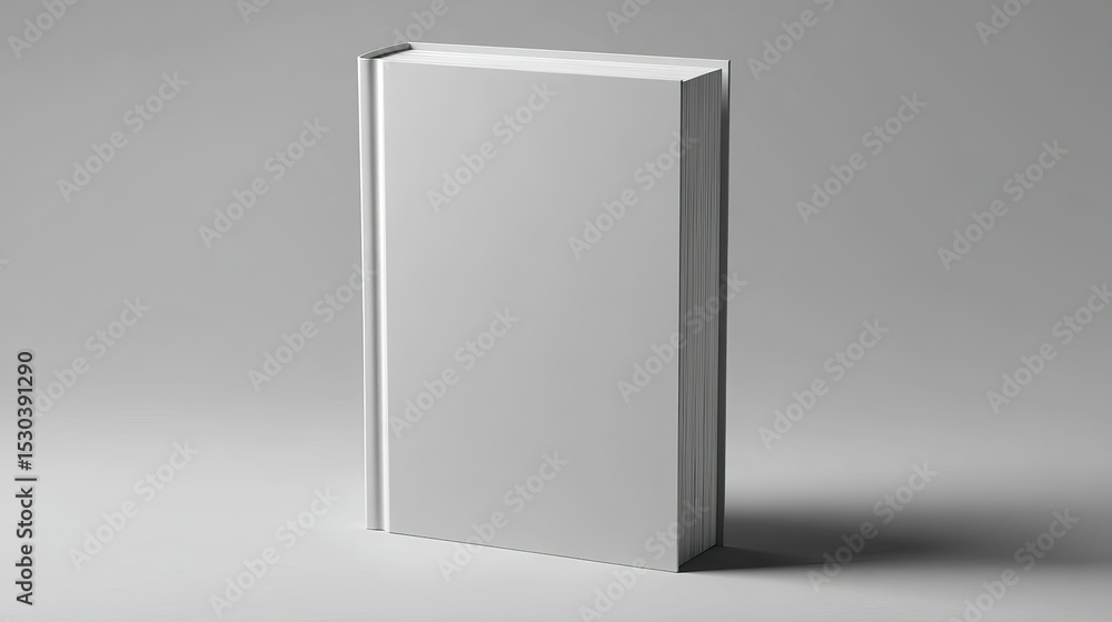 Standing blank white book, spine visible, casts a subtle shadow, simple Standing blank white book, spine visible, casts a subtle shadow, simple
