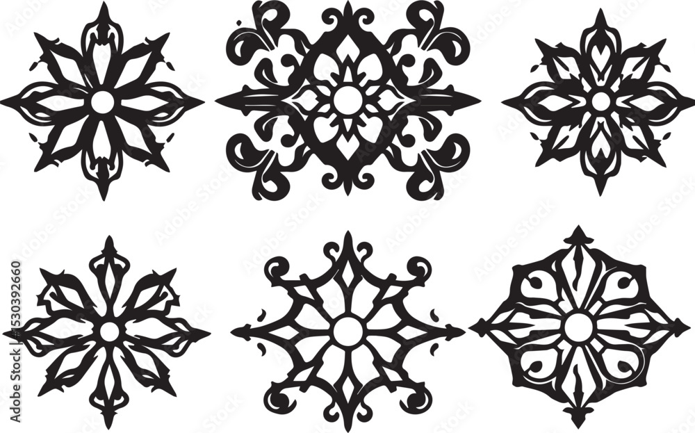 Obraz premium A set of elements, symbols, ornaments, mandalas. Hand drawn vector illustration 
