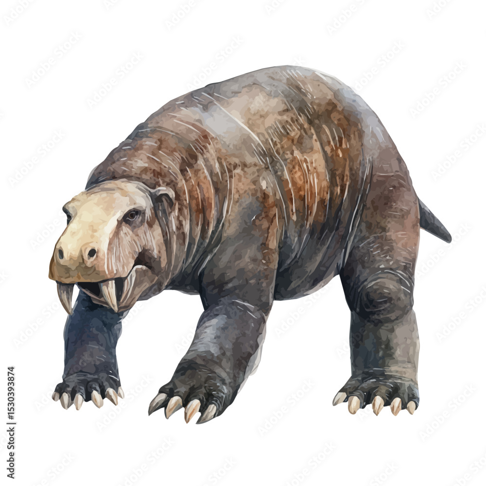 Fototapeta premium Diprotodon, watercolor clipart vector, isolated on a white background.