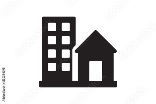 Mixed Use Area silhouette vector with white background