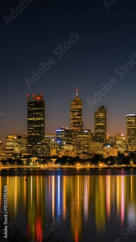 Wallpaper Mural Cityscape Skyline Night Urban Architecture Water Reflection Scene Torontodigital.ca