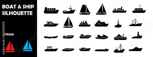 Boat and Ship Silhouette Vector Collection