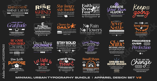 Urban typography bundle, Streetwear t-shirt design bundle, Motivation quotes collection, Poster design set, Lettering apparel design for print, Quotes packs