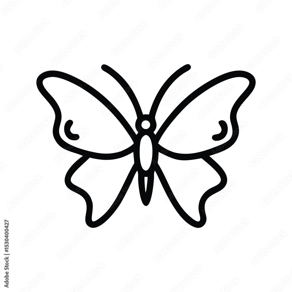 Fototapeta premium Minimalist Butterfly Silhouette Vector in Line Art Style