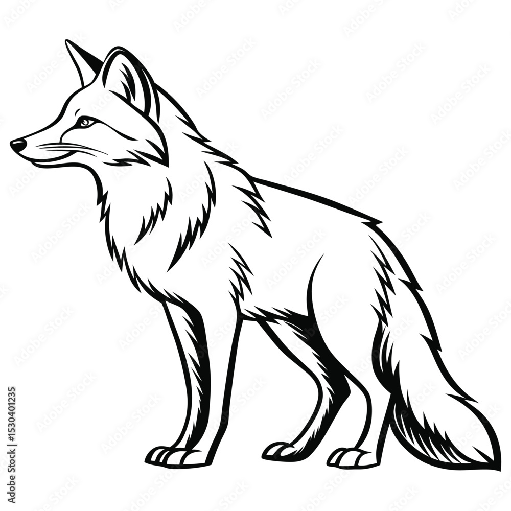 Obraz premium Elegant Fox Sketch Design in Clean Black and White