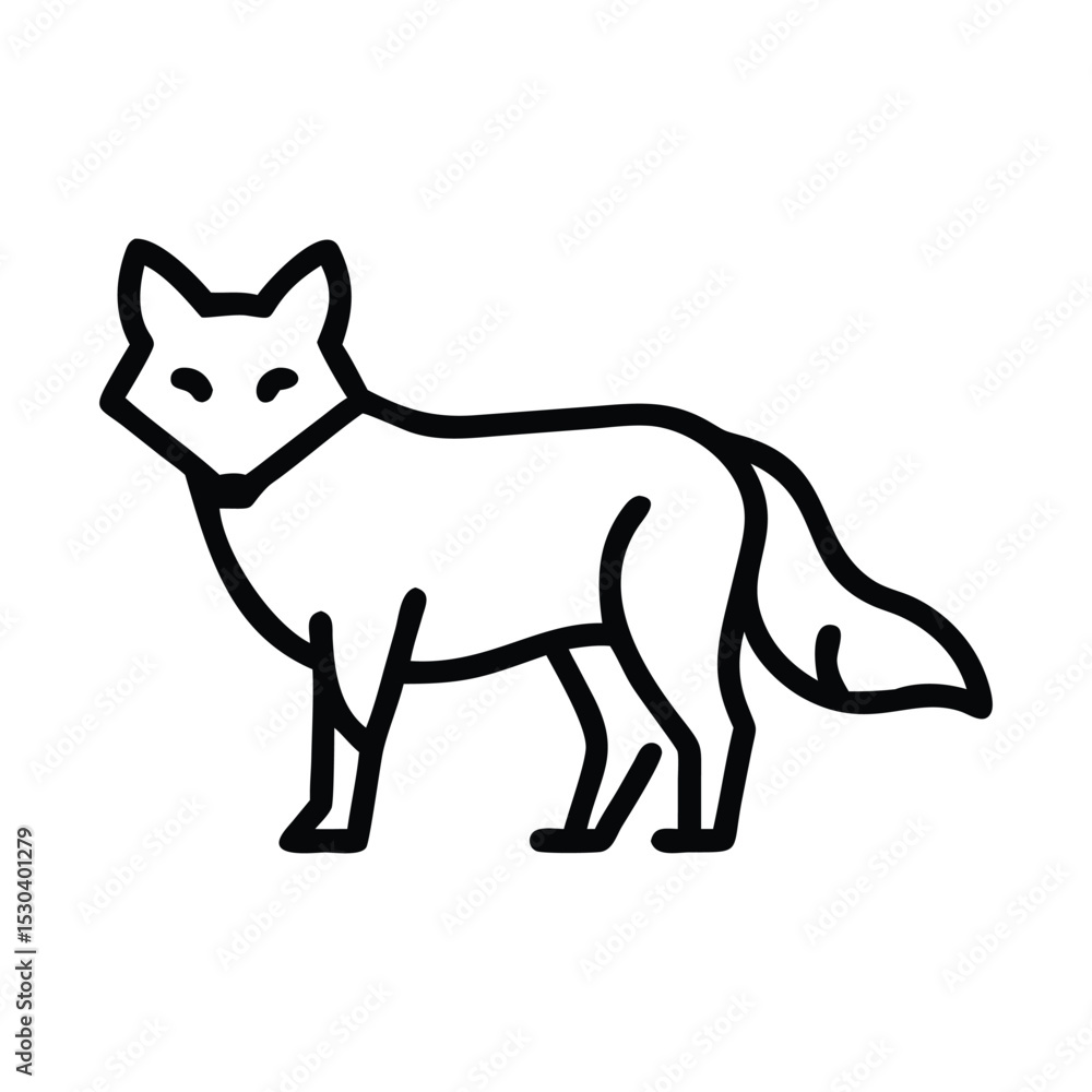 Fototapeta premium Stylized Fox Line Art for Wildlife doodle Illustration
