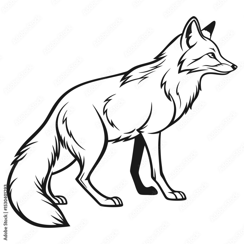 Obraz premium Hand Drawn Fox Vector for Forest Themed Illustrations
