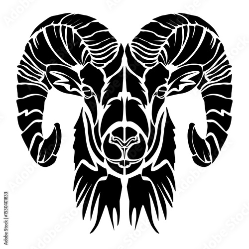 Black Silhouette of Goat Head
